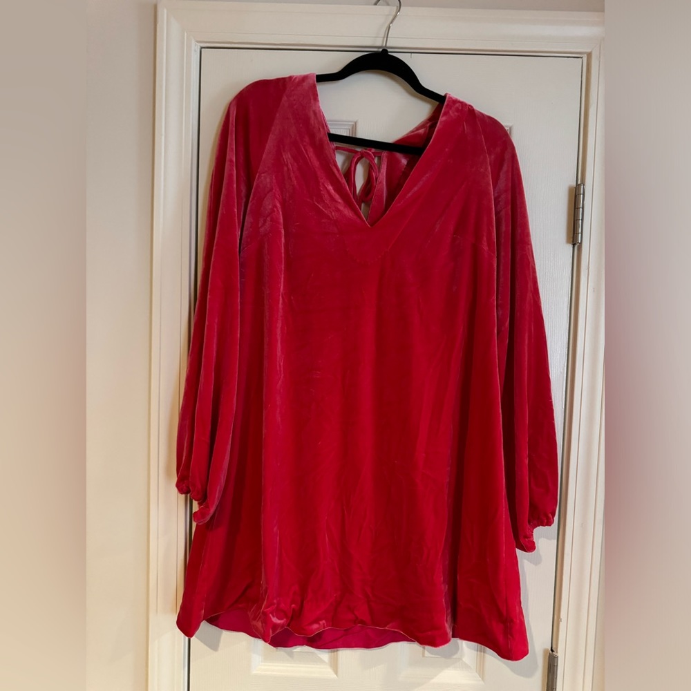 Free people velvet dress- hot pink/fuschia